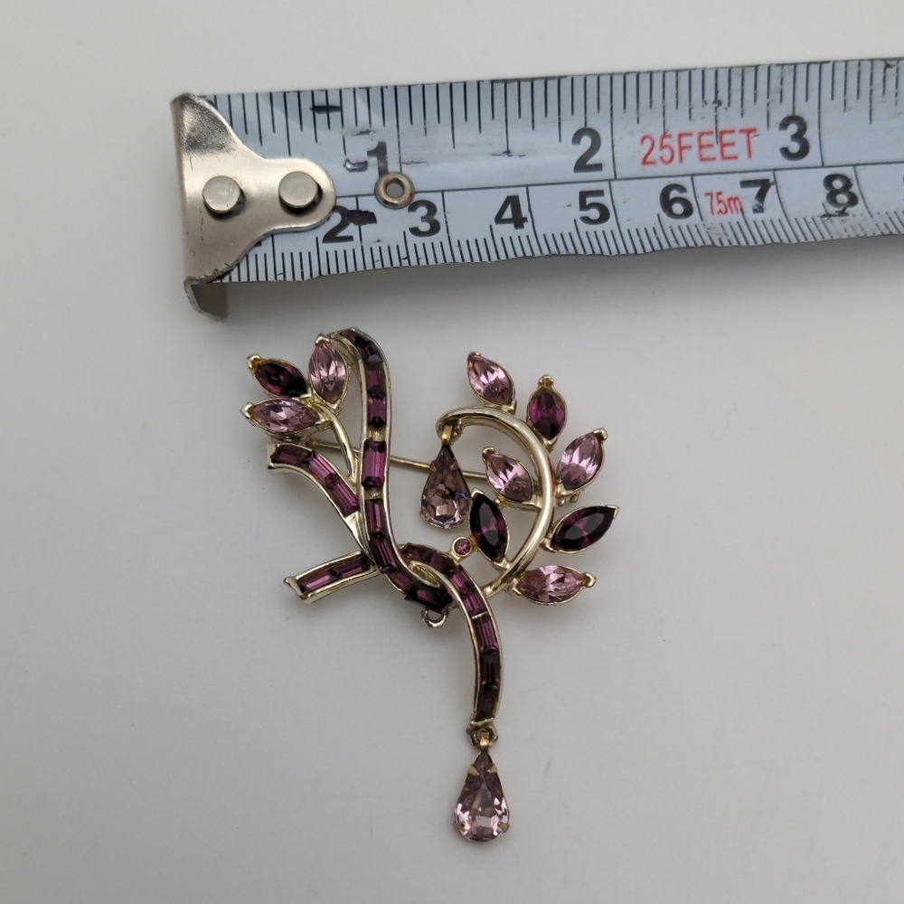 Vintage Purple Rhinestone Brooch - Picture 12 of 12